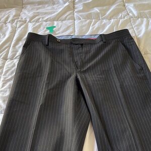 Chaps Men's Black Pinstripe Dress Pants